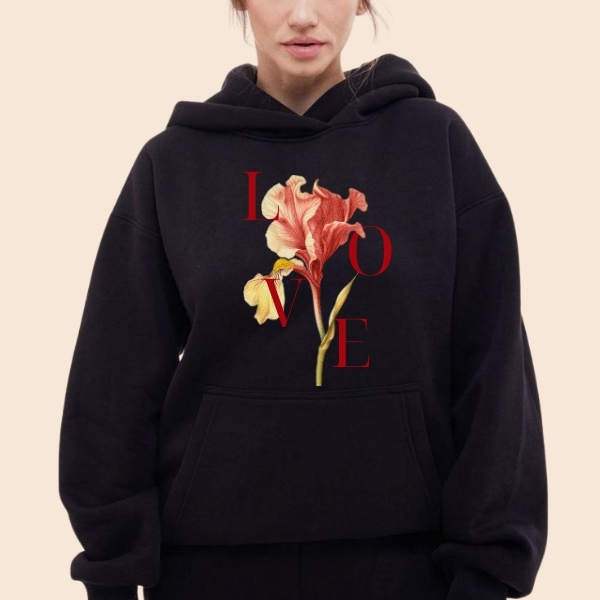 LOVE Printed Hoodie For Women