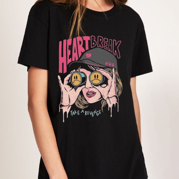 Heart Break Printed T-Shirt for Women