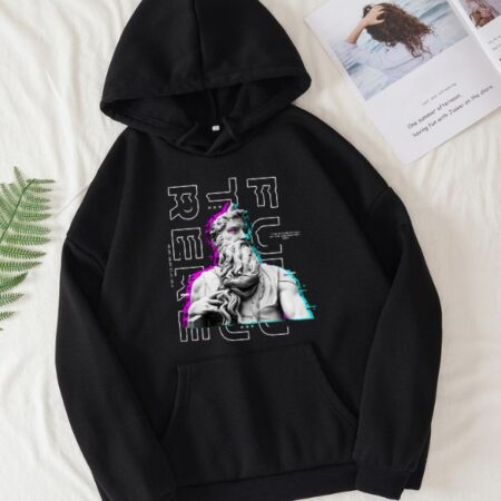 Black Unisex Printed Hoodie
